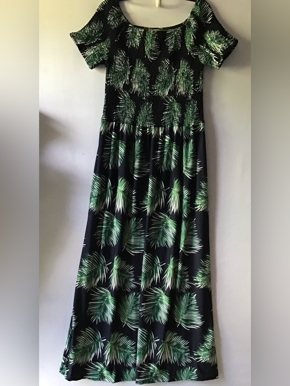 412 Black & Green Palm-Print Maxi Dress
